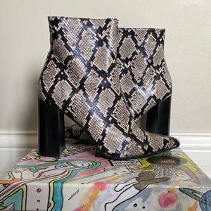 Snake Print Leather Boots